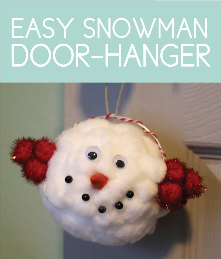 Cotton Ball Snowman Door Hanger