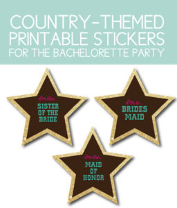 Country Themed Printable Stickers for the Bachelorette Party