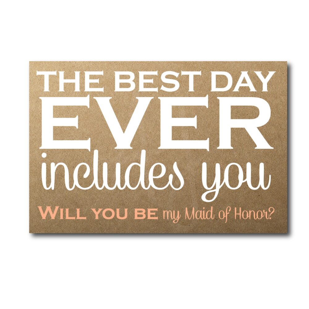 Rustic Best Day Ever Bridesmaid Card