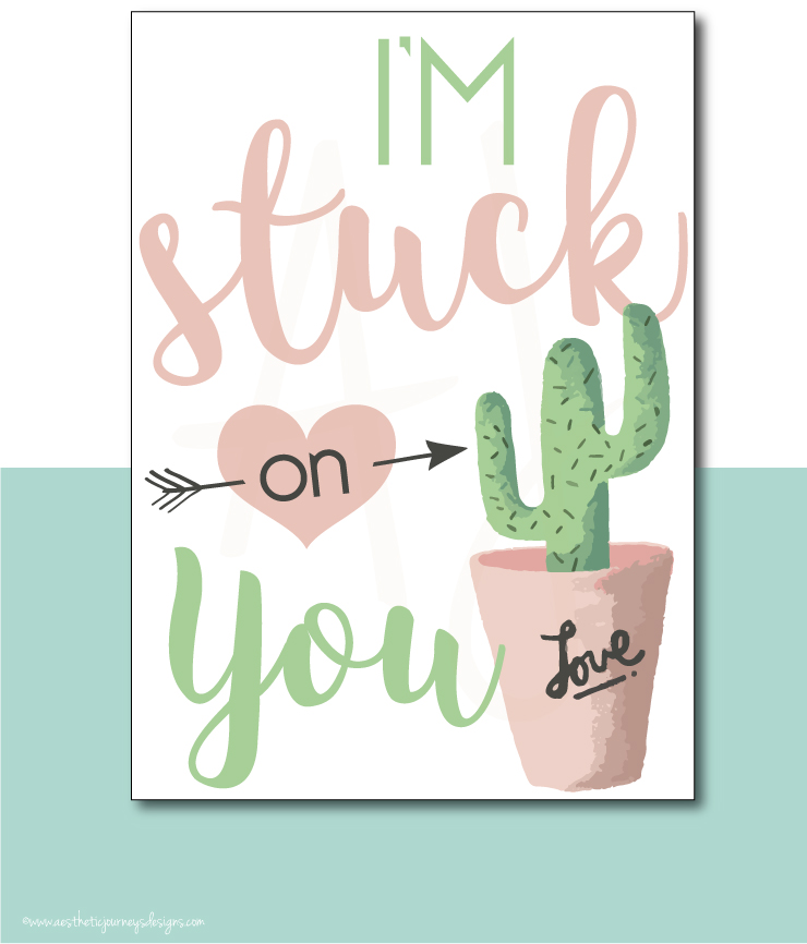 I'm Stuck on You Cactus Themed Valentine Card