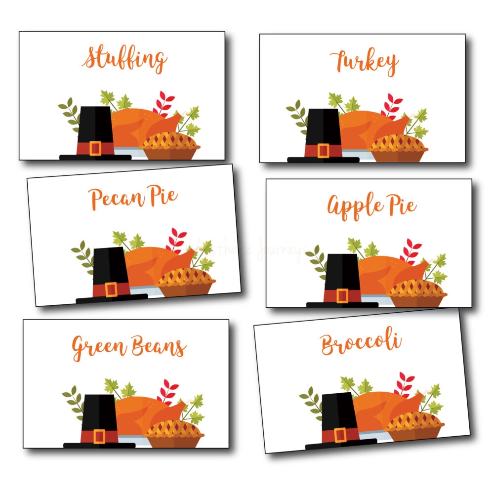 Thanksgiving Day Food Place Cards