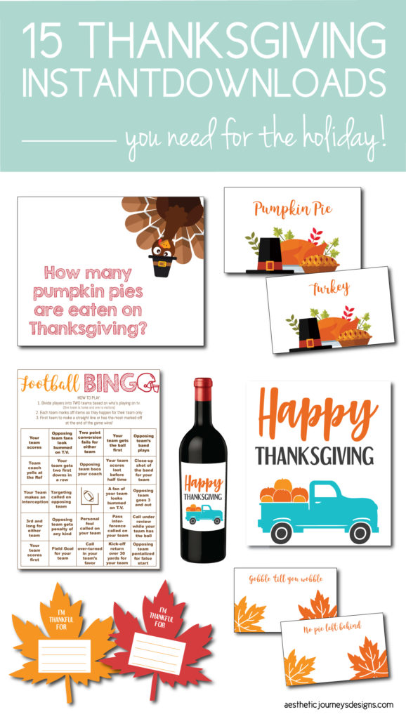 Printable Thanksgiving crafts on a white background