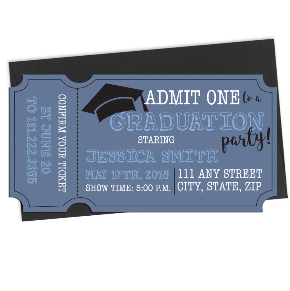 Ticket Shaped Graduation Invite