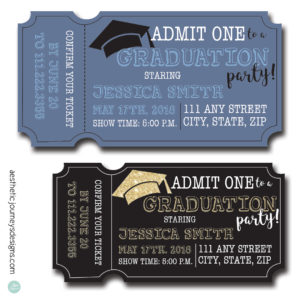 Ticket Shape Graduation Invites