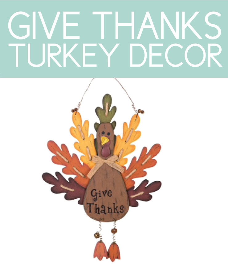Hang this "give thanks" turkey on a fall front porch