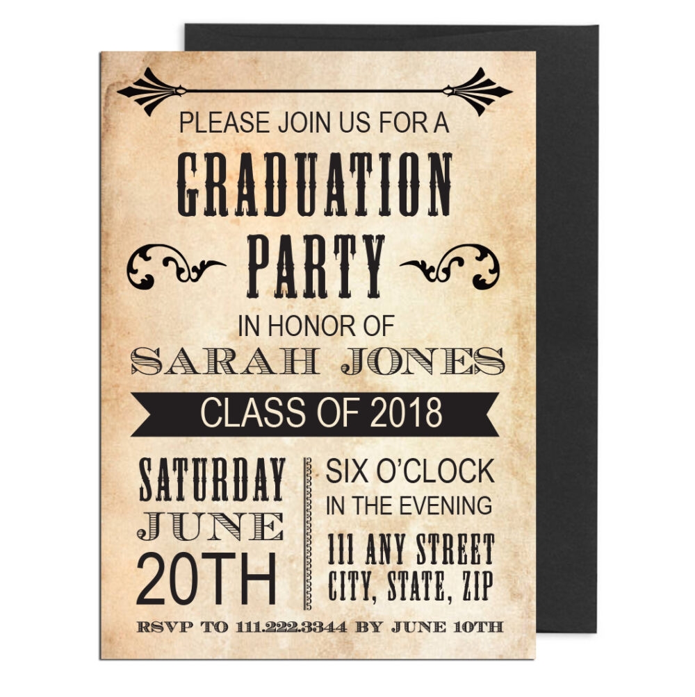 Vintage Themed Graduation Invite