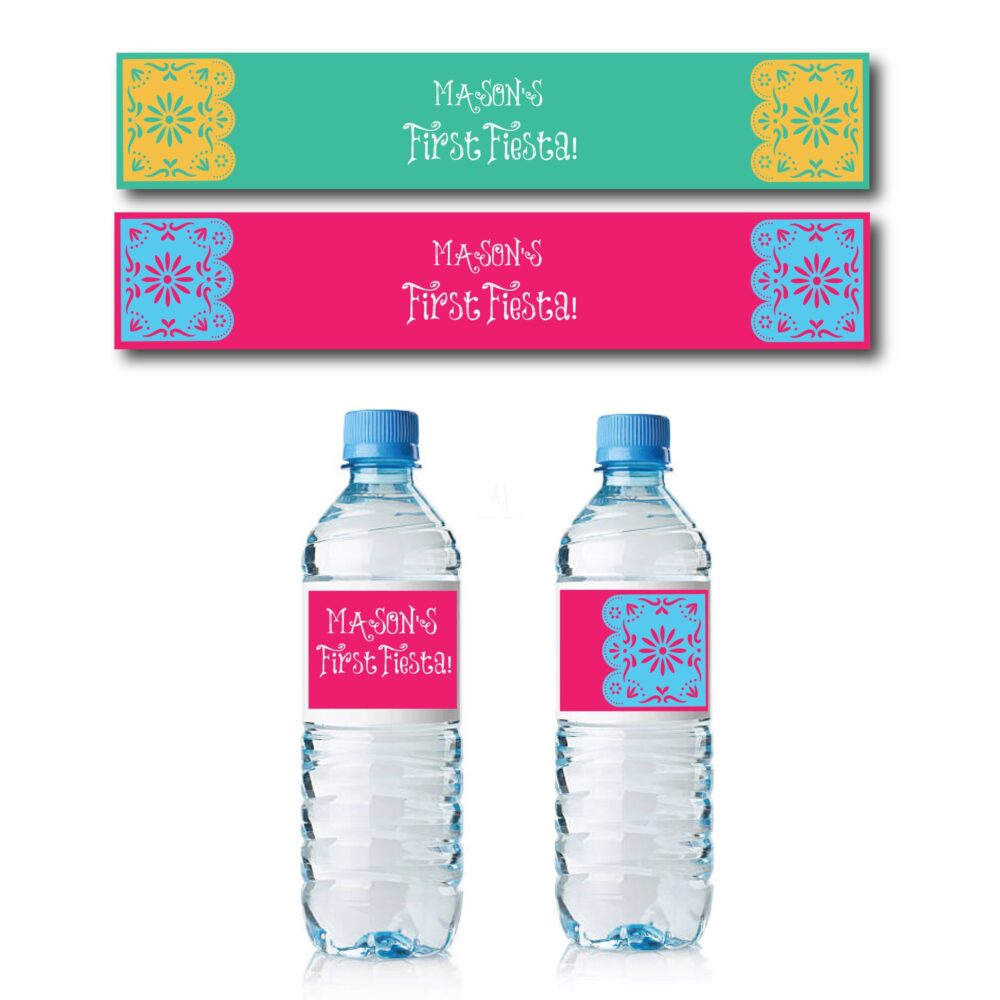 Fiesta Themed Water Bottle Labels