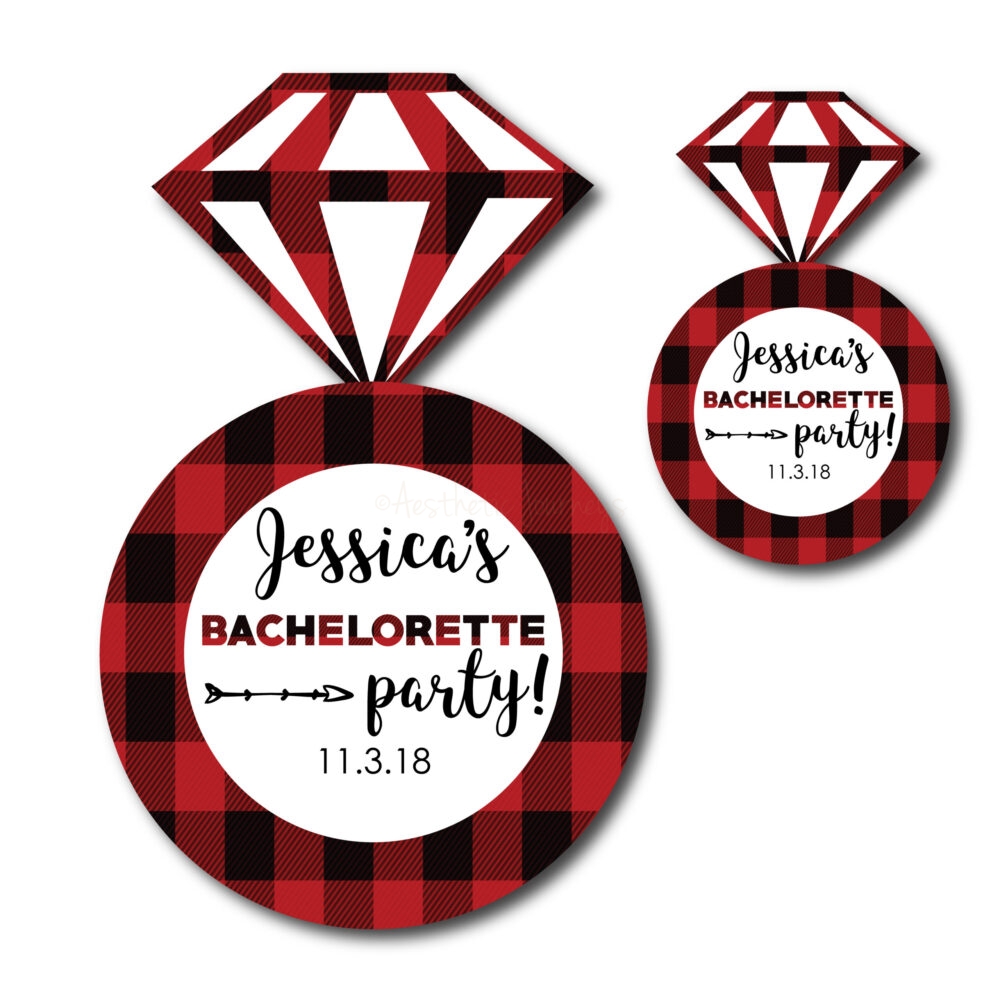 Flannel Ring Shaped Bachelorette Stickers