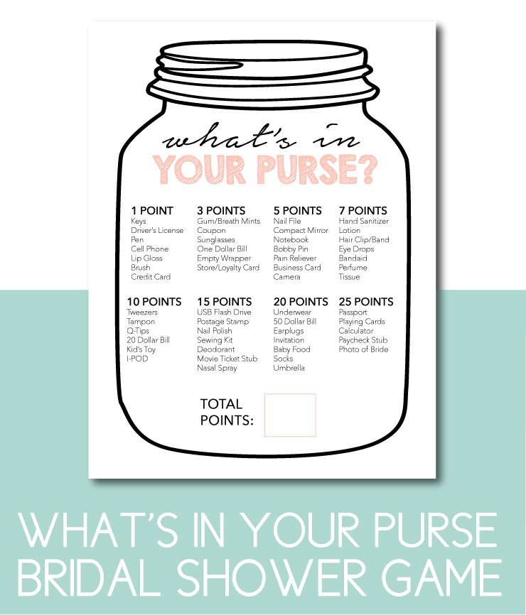 What's In Your Purse Bridal Shower Game