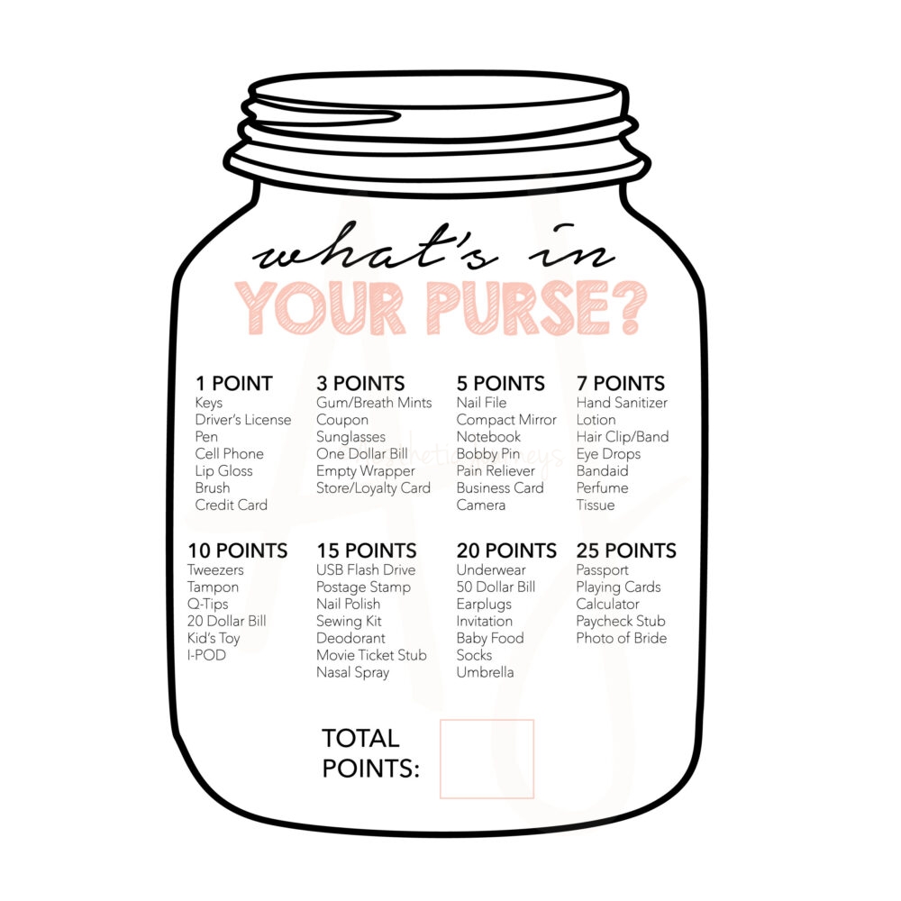 Mason Jar Guess What's In Your Purse Game