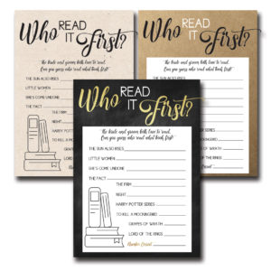 Who Read It First Bridal Shower Game