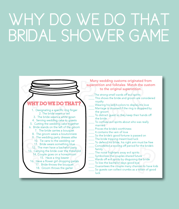 Traditions Themed Bridal Shower Game