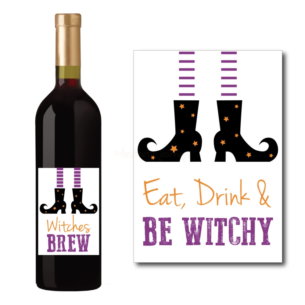 Witch Themed Wine Bottle Labels