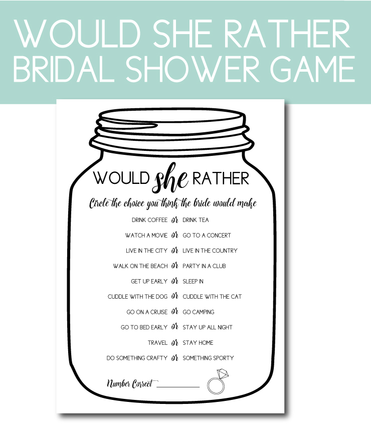 Would She Rather Bridal Shower Game