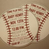 Baseball Baby Shower Invitation with Envelopes | Printed Invites and Color Envelopes | Circle Invite