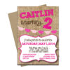 Burlap and Hot Pink Party Invitation with Envelopes | Printed Birthday Invites and Color Envelopes | Custom Colors Available
