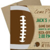 Burlap Football Themed Invitation with Envelopes | Printed Birthday Invites with Envelopes | Custom Colors Available