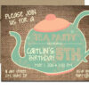 Burlap Tea Party Invitation with Envelopes | Printed Birthday Invites and Color Envelopes | Custom Colors Available