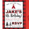 Camping Themed Party Invitation with Envelopes | Printed Birthday Invites and Color Envelopes | Custom Colors Available