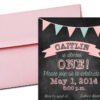 Chalkboard and Pink Party Invitation with Envelopes | Printed Birthday Invites and Color Envelopes | Custom Colors Available