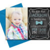 Chalkboard, Bow Party Invitation with Envelopes and Personal Photo | Printed Birthday Invites with Envelopes | Custom Colors Available