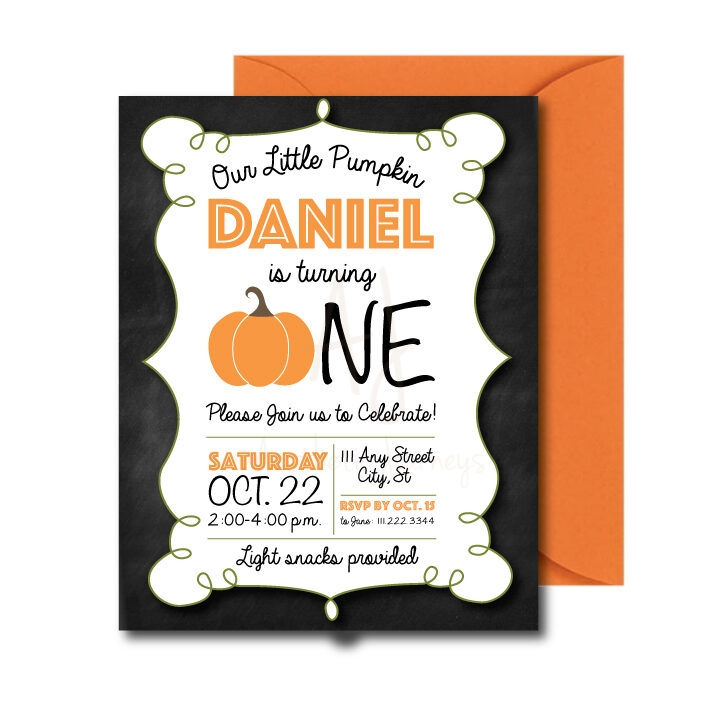 Chalkboard Pumpkin Party Invite