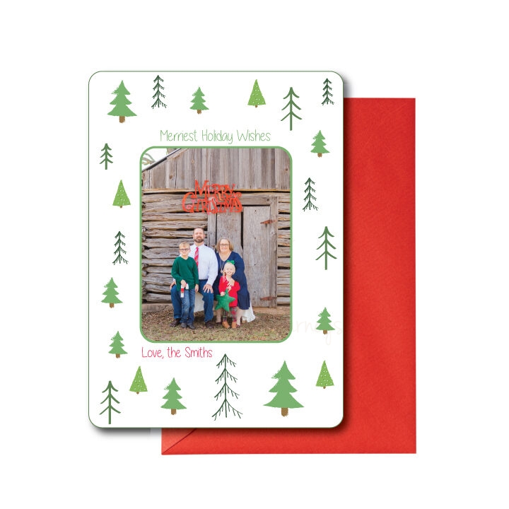 photo card with christmas trees