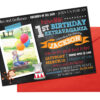 Circus Themed Invitation with Envelopes | Chalkboard Printed Birthday Invites with Envelopes | Custom Colors Available