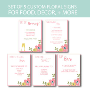 Custom floral baby shower signs