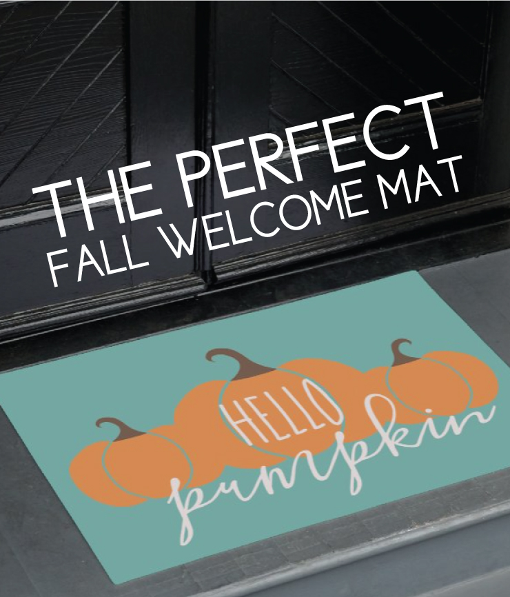 welcome mat with "hello pumpkin"