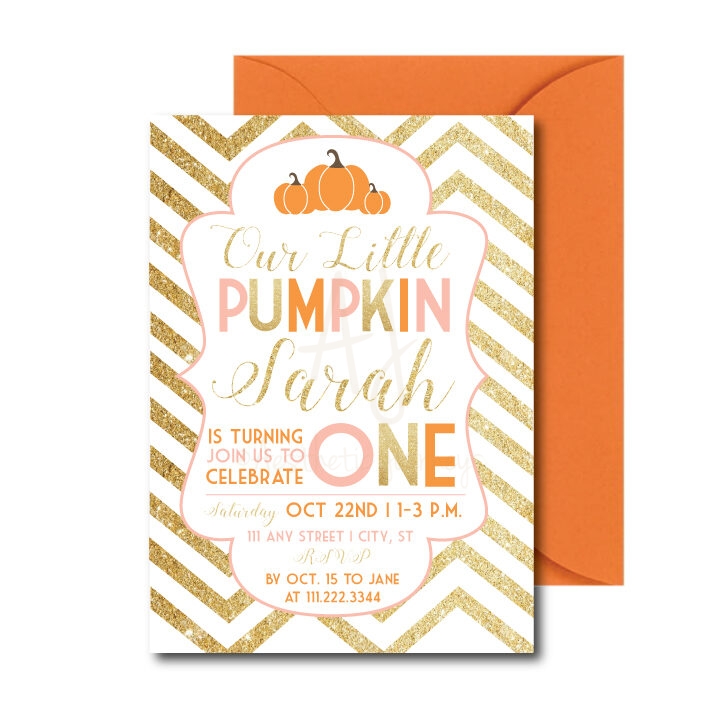 Glitter Pumpkin Party Invite