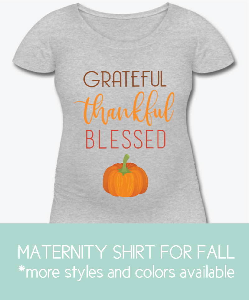 Maternity shirt with grateful, thankful, blessed