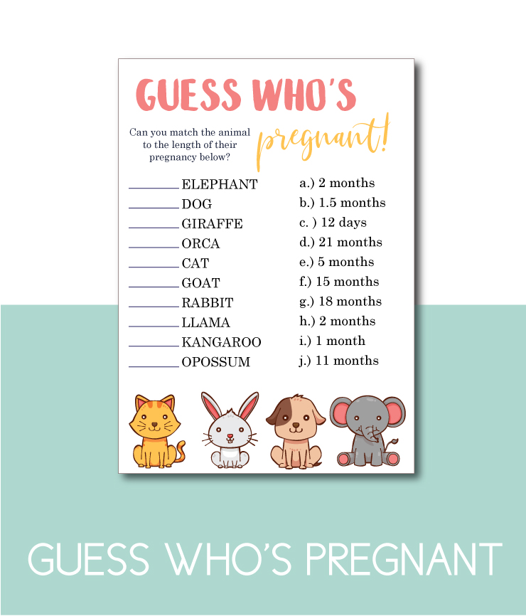 Guess Who's Pregnant Baby Shower Game