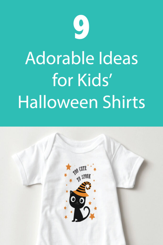 9 adorable DIY halloween shirts for kids on white background