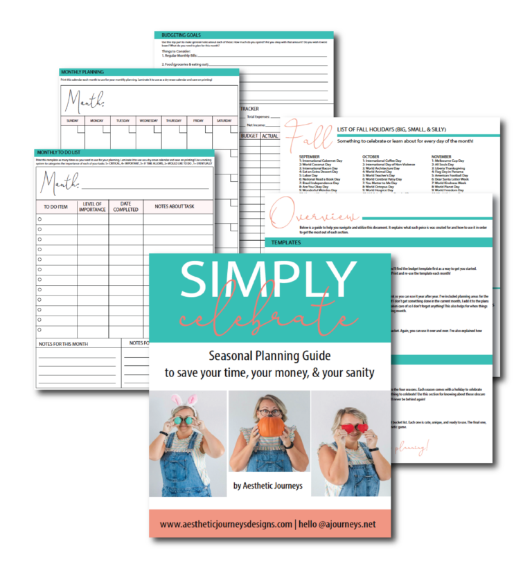 simply celebrate free printable guide on white background