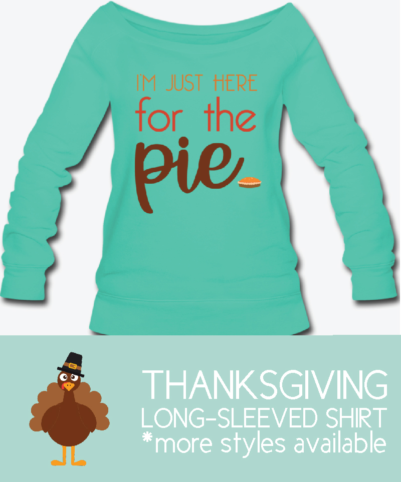 long-sleeved mint colored thanksgiving shirt