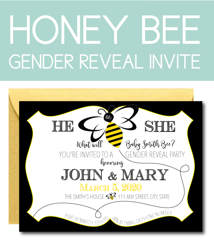 Honey Bee Gender Reveal Invite