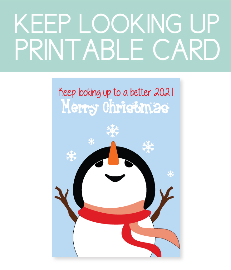printable holiday card with snowman