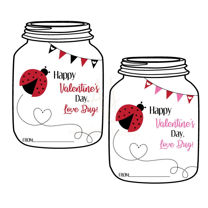 Mason Jar Shaped Love Bug Valentine