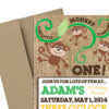 Monkey Party Invitation with Envelopes | Printed Birthday Invites and Color Envelopes | Burlap Invite or Custom Colors Available