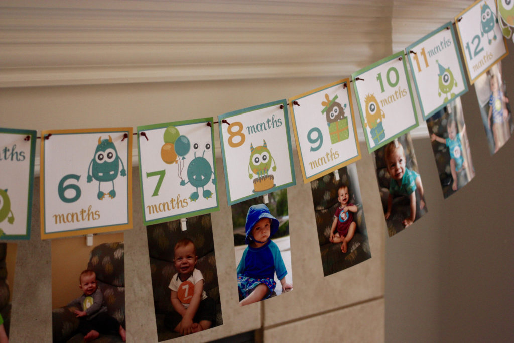 Monster Themed Birthday Banner | Monthly Photo Decor for First Birthday Party | 12 Month Birthday Banner for Photos