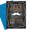 Mustache Chalkboard Invitation with Envelopes | Printed Birthday Invites with Envelopes | Custom Colors Available