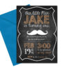 Mustache Chalkboard Invitation with Envelopes | Printed Birthday Invites with Envelopes | Custom Colors Available