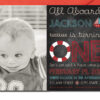 Nautical, Chalkboard Invitation with Personal Photo | Printed Birthday Invites with Envelopes | Custom Colors Available