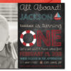 Nautical, Chalkboard Invitation with Personal Photo | Printed Birthday Invites with Envelopes | Custom Colors Available