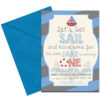 Nautical Party Invitation with Envelopes | Printed Birthday Invites and Color Envelopes | Blue and Grey Invite or Custom Colors Available