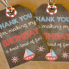 Nautical Themed Tags with Twine | Set of 25 Tags with or Without Personalization | Birthday Party Thank You Tags