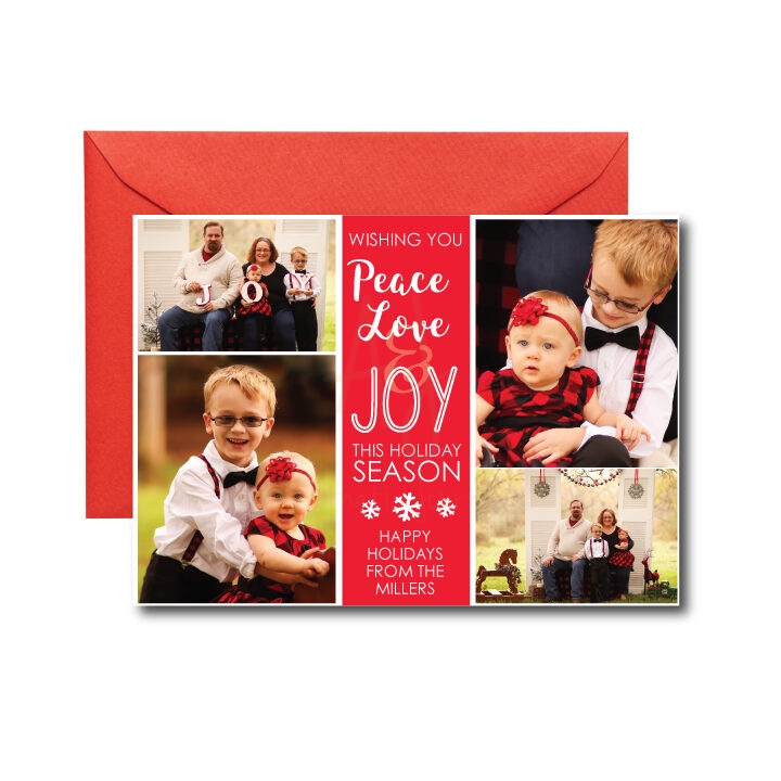 wishing you peace love and joy with a photo holiday card