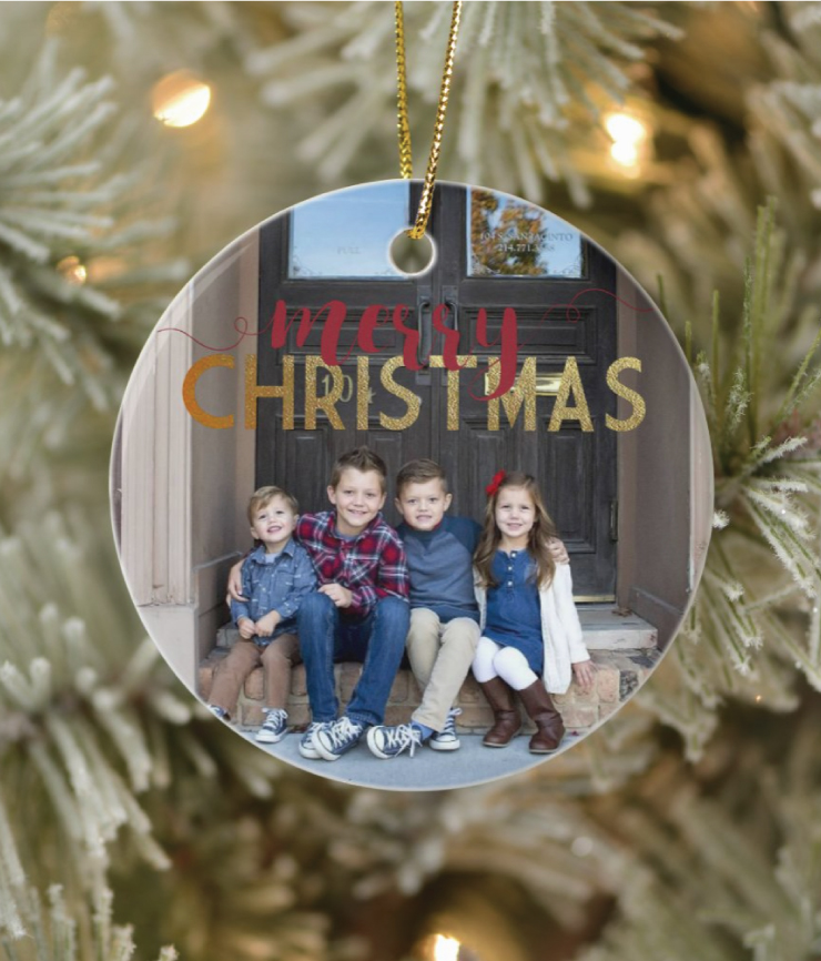 Use holiday photos to make ornaments each year