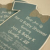 Printed Baby Shower Invitation with Envelopes | Printed Invites and Color Envelopes | Blue and Gray Invite